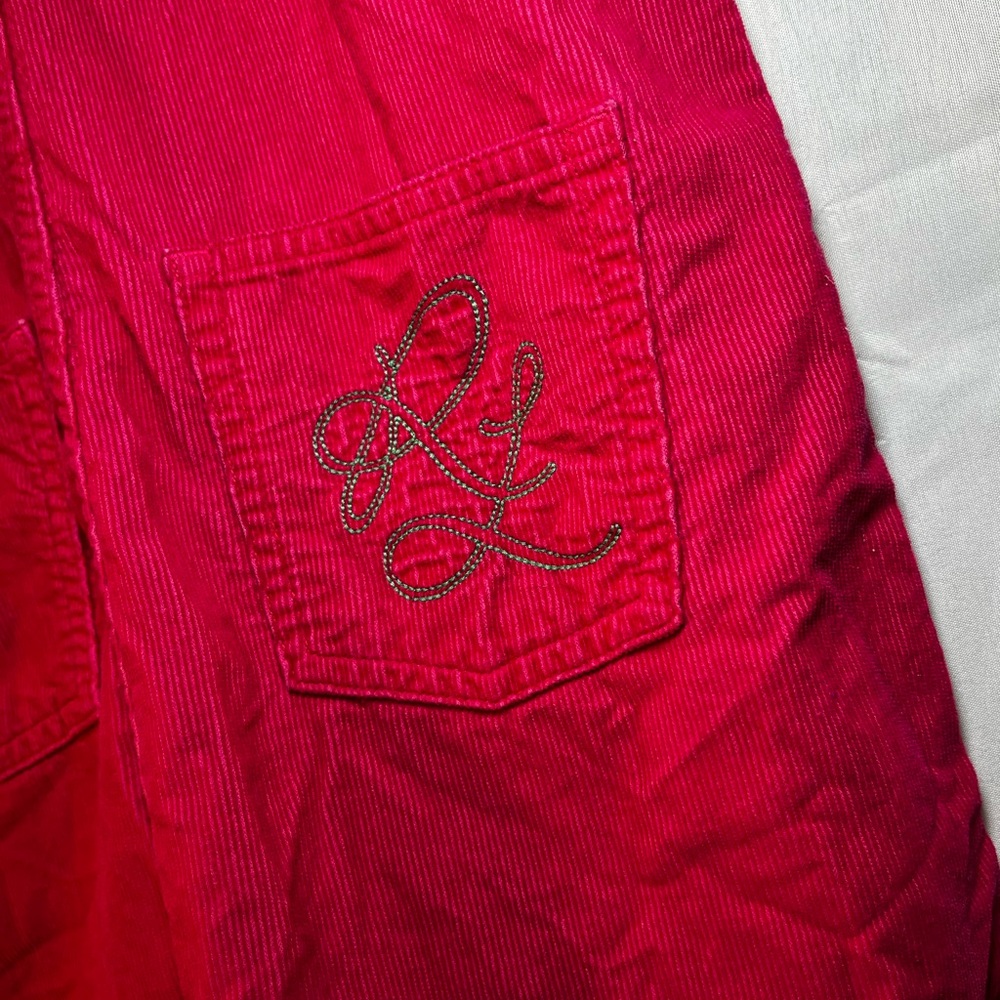Ralph Lauren Girls Pink Corduroy Sleeveless Dress Size 6 Embroidered Pockets - Picture 4 of 5
